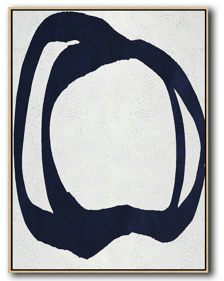 Oversized Canvas Art On Canvas,Buy Hand Painted Navy Blue Abstract Painting Online,Home Canvas Wall Art #A2F2